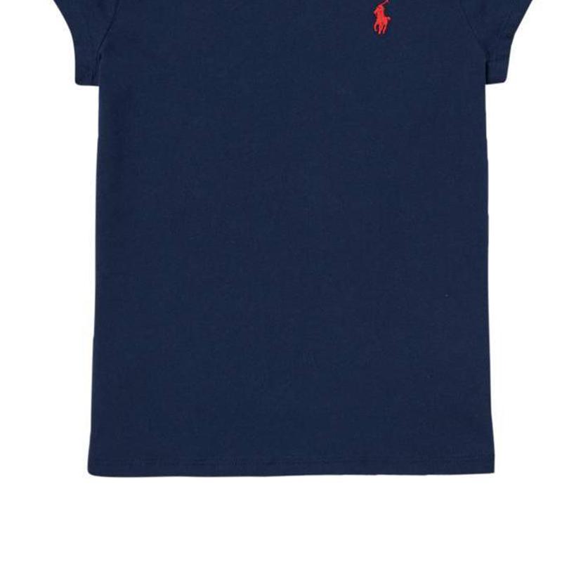Polo Ralph Lauren Solid Color Round Neck Logo Embroidered Short Sleeve T-Shirt Kids Tops Deep-Blue 313833549-010
