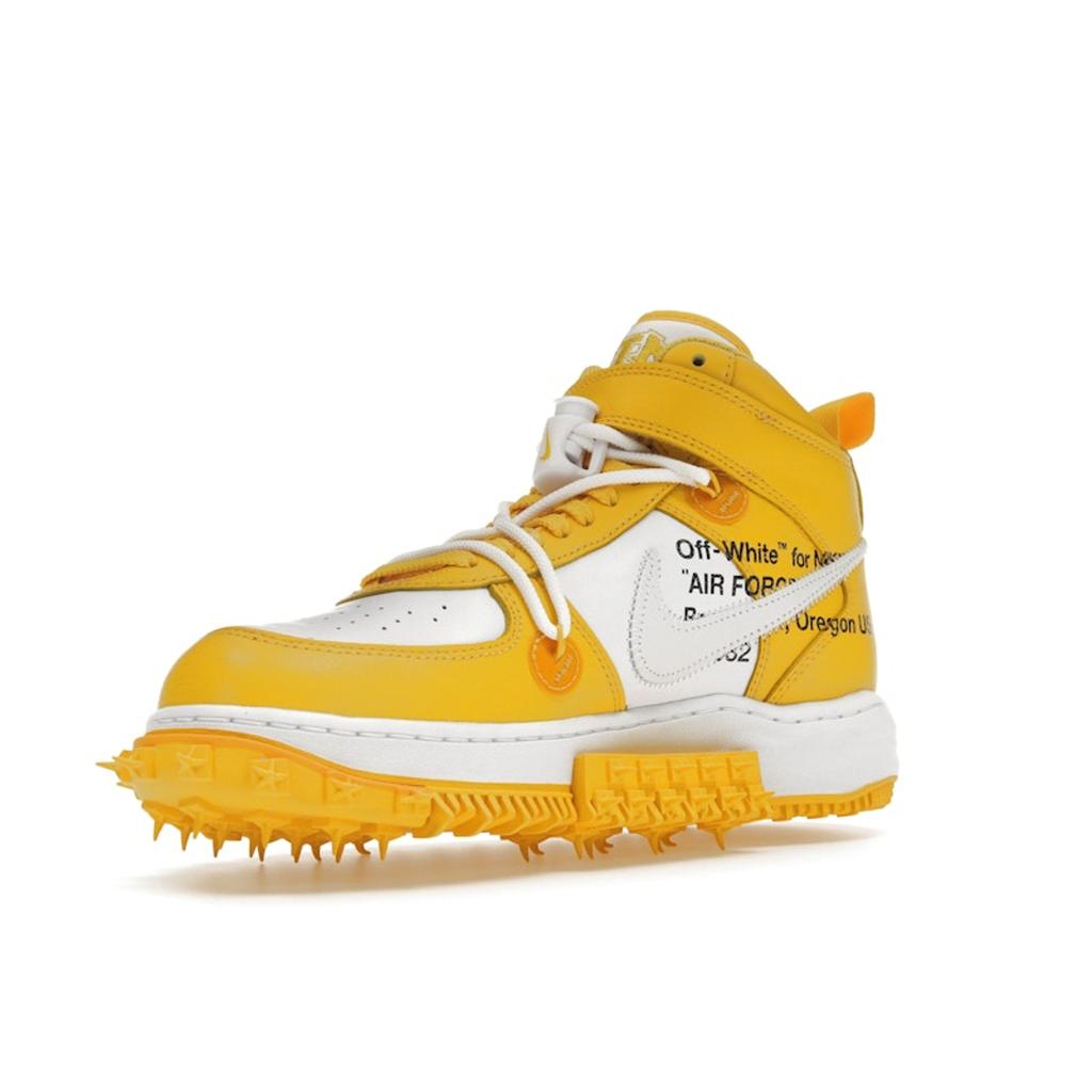 Nike Off-White x Air Force 1 Mid SP Lær Varsity Maize Unisex Sneakers Gul DR0500-101