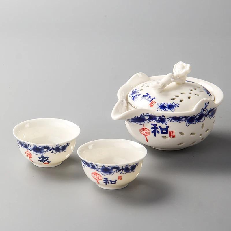 Chinesisches Porzellan Teekanne und Tasse Set Weißes Knochenporzellan Teegeschirr Keramik Teekanne Mit Sieb für losen Tee 1 Kanne 2 Tassen