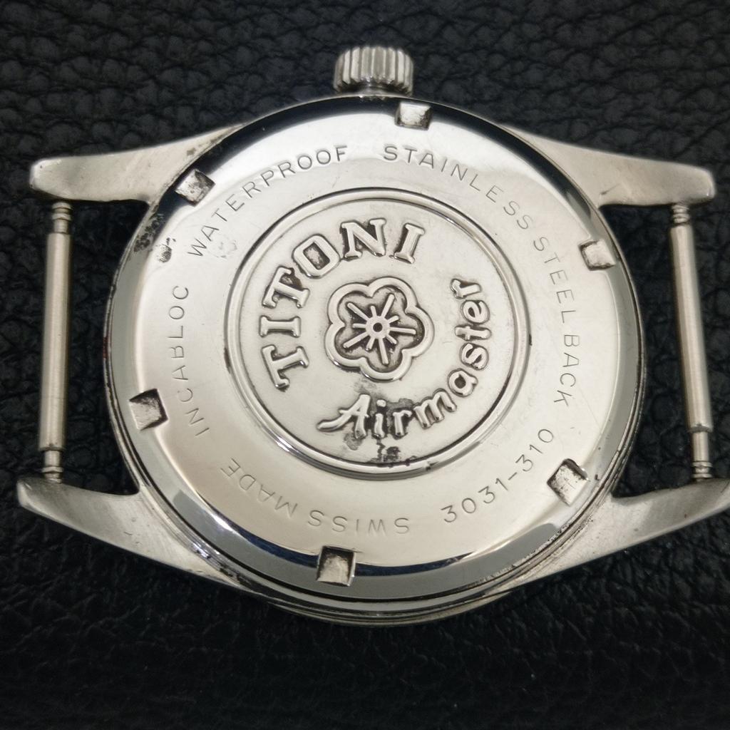 TITONI AIRMASTER TITOFLEX VINTAGE HAND-WINDING SWISS MENS WHITE WATCH a703208-1