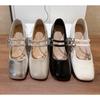 New Style Women Shoe Retro Flat Heeled Ballet Shoes for Woman Square Toe Cross Strap Mary Jane Red Single Shoes Zapatos De Mujer