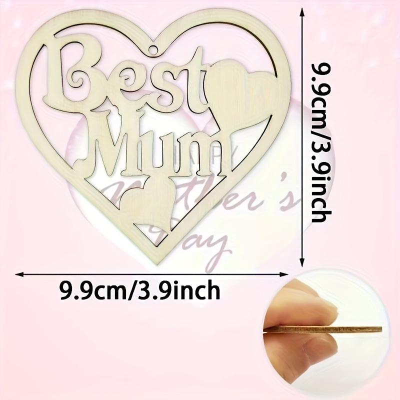 10/20 pieces of unfinished wooden heart-shaped "Best Mom" decorations - DIY Mother's Day gift, with a hollow heart design