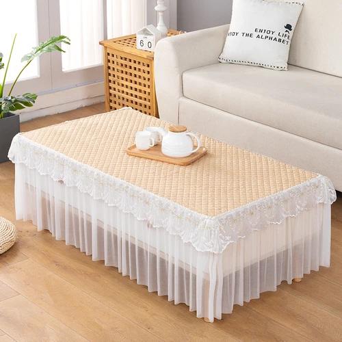Bawełniany Biały Prostokątny Obrus Koronkowy Stolik Kawowy Ochrona przed Kurzem z Haftem Szafka TV Dwuwarstwowy Wszechstronny Obrus