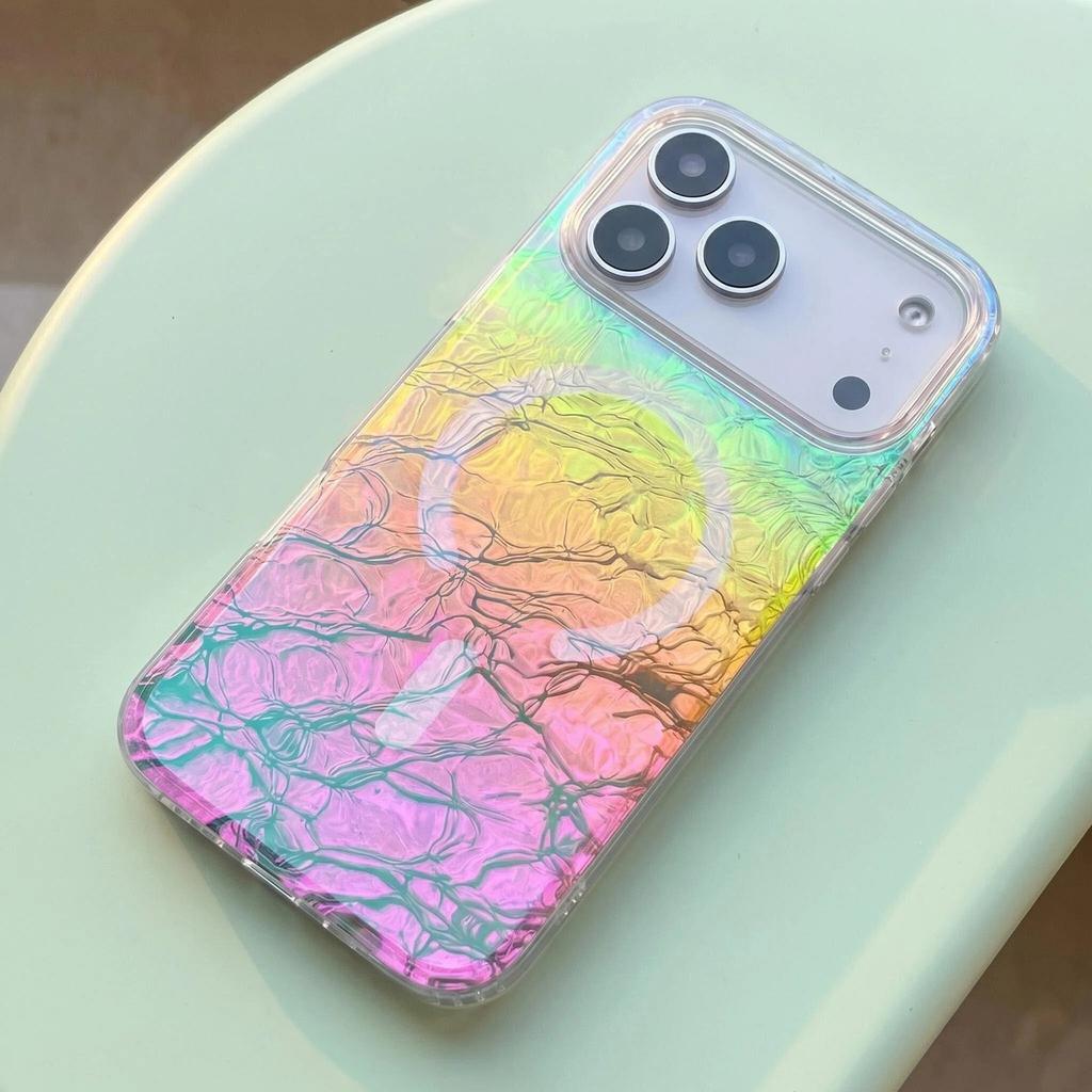 Applicable to Apple 18 magnetic mobile phone case, streamer color plated iphone17promax Aurora Symphony 17 anti-drop
