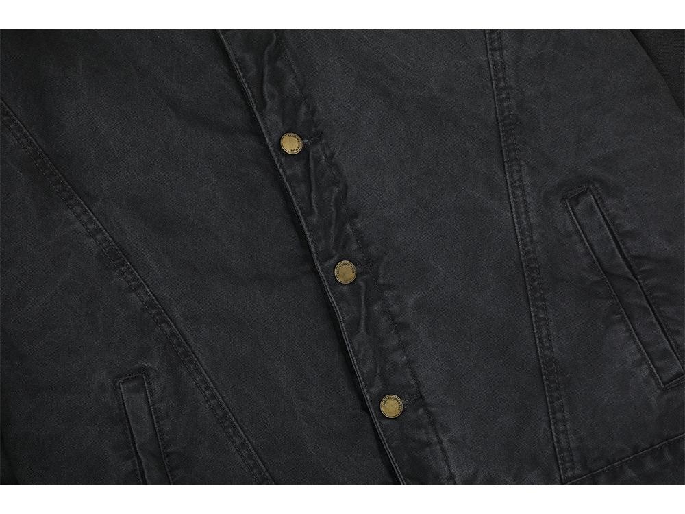 Men's Vintage Cotton Patchwork Jacket - Trendy Retro Lapel Coat for Boys