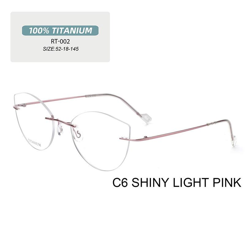 Pure Titanium Glasses Anti Blue Light Rimless Cat Eyes Transparent Women's Glasses with Diopters Plus Women's Eyeglass Frame +1