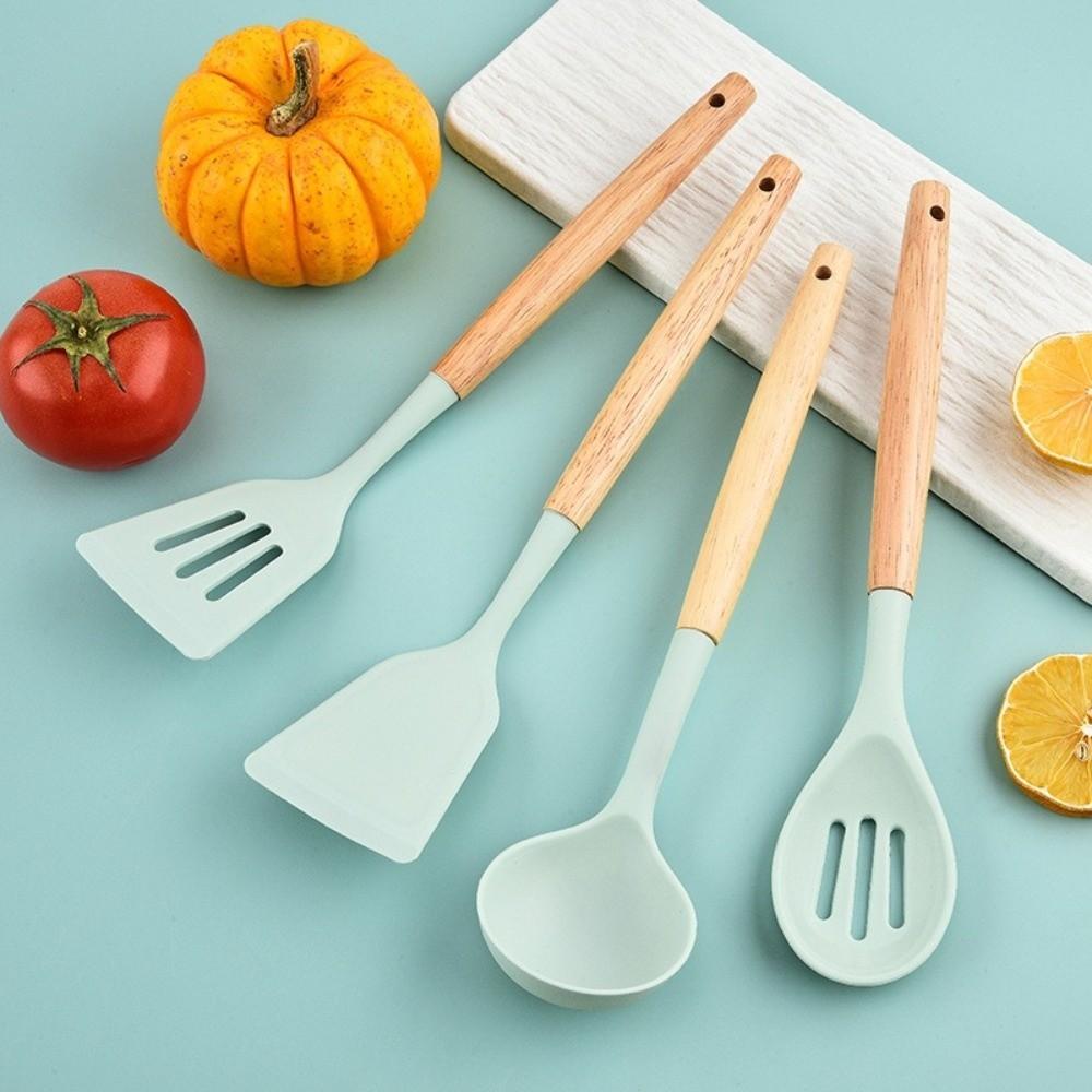 12pcs Heat Resistant Non-Stick Cookware Set Silicone Baking Shovel Soup Spoon  Kitchen Use