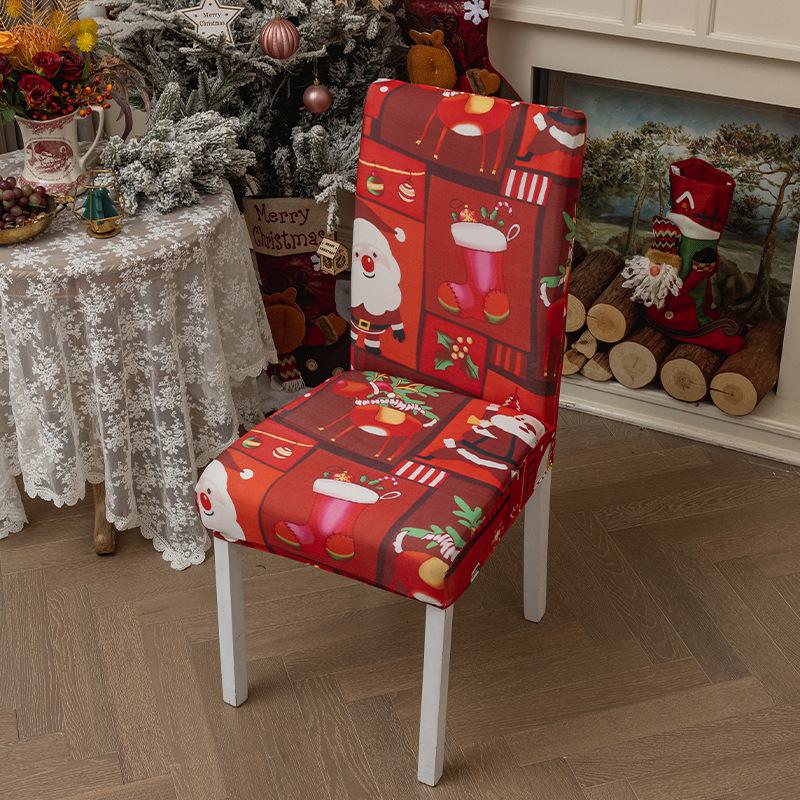 Decorative Cross-Border Christmas Chair Covers - Elastic Dining Chair Back Covers, Holiday Decor, Christmas Tablecloth Chair Covers.