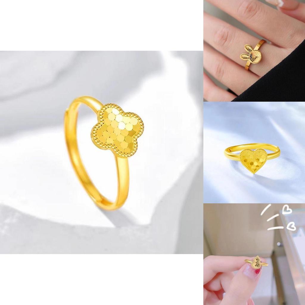 Unique Gold Plated Floral Ring With Four Leaf Clover Design For Fashion Lovers
