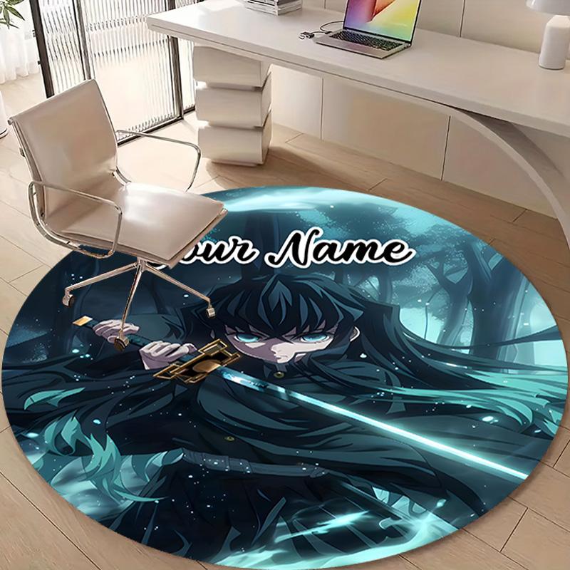 Personalized Demon Slayer Round Chair Office Rug - Perfect for Mat, Office Chair & More - Ideal Gift for Birthdays and Holidays