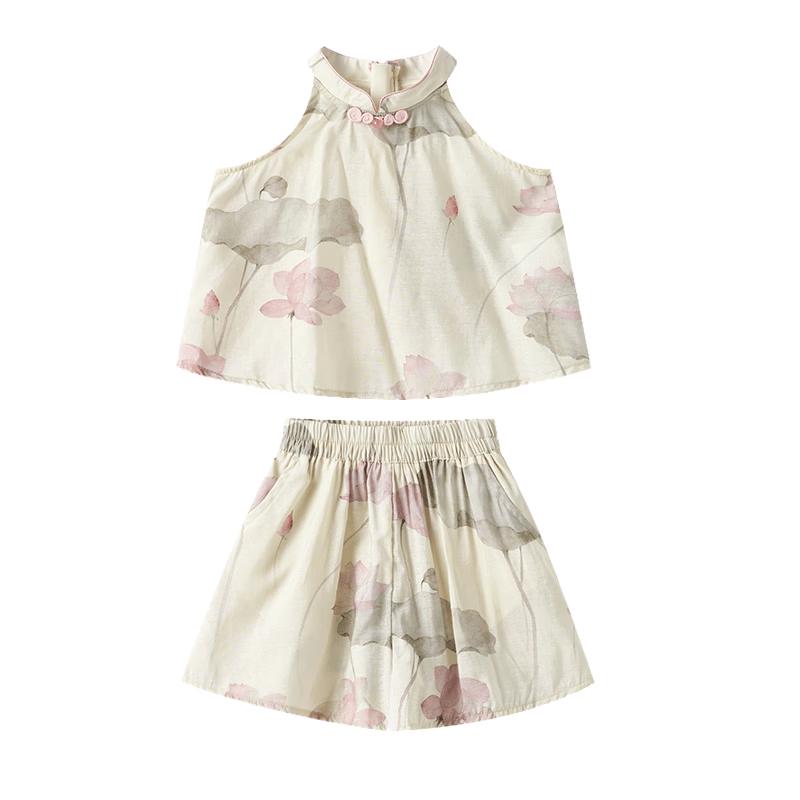 ASK JUNIOR Girls  Chinese Style Halter Top & Shorts Set 110