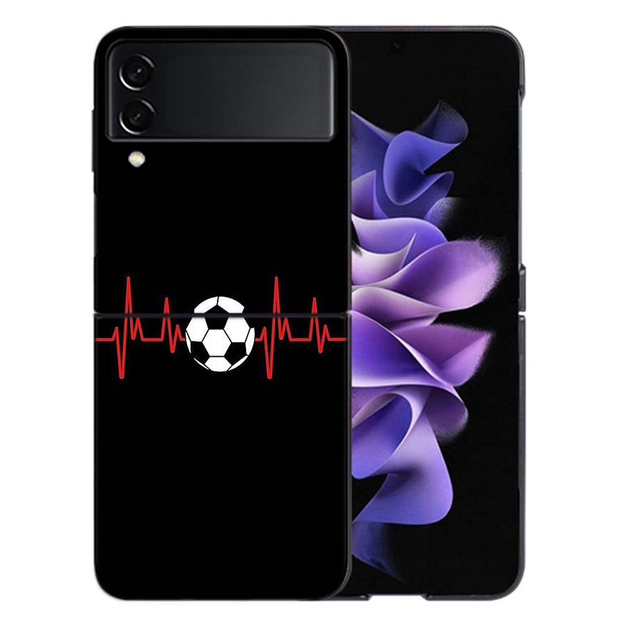 Football Soccer Ball Design For Samsung Galaxy Z Flip 5 4 3 Case Shockproof Hard Cover Phone Z Flip 6 7 5G Z Flip 5 4 5G TPU P