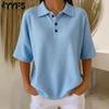 Camicette e camicie con collo a polo, maniche corte, stampa tinta unita, moda casual estate primavera
