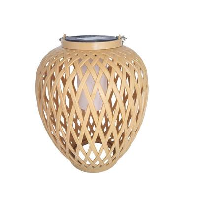 Solar Ball-Shaped Imitation Bamboo Woven Outdoor Lantern