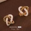 Two-Tone Braided Hollow Earrings: 925 Silver Needle, Light Luxury, Retro Style for Women