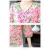 Seven Sleeve Floral Chiffon Top for Women Summer Loose V-neck Design Stylish Color and Small Shirt