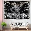 Black and White Wall Art Aesthetic Home Tapestry Gothic Skull  Psychedelic Hippie Mushroom