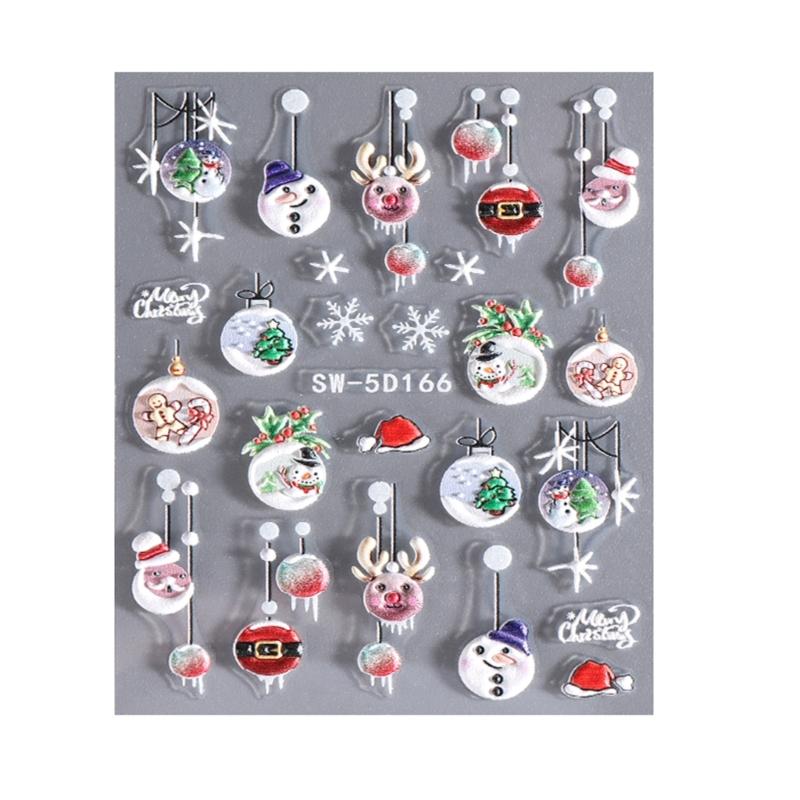 Lovely Elk Nails Art Stickers Snowflakes Nail Decals Christmas Nail Sticker Nails Art Decoration for Women and Girls