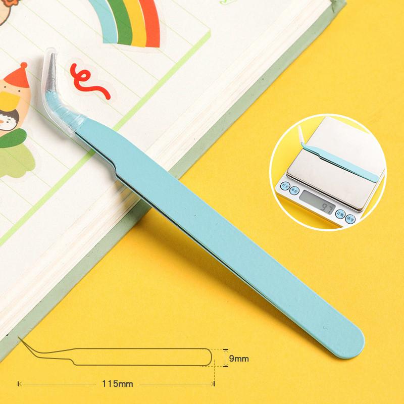 Stainless Steel Colorful Straight Curved Tweezers Pink Blue Purple DIY 1.0mm Eyelash Tweezers Nail Art Rhinestones Picking Tool