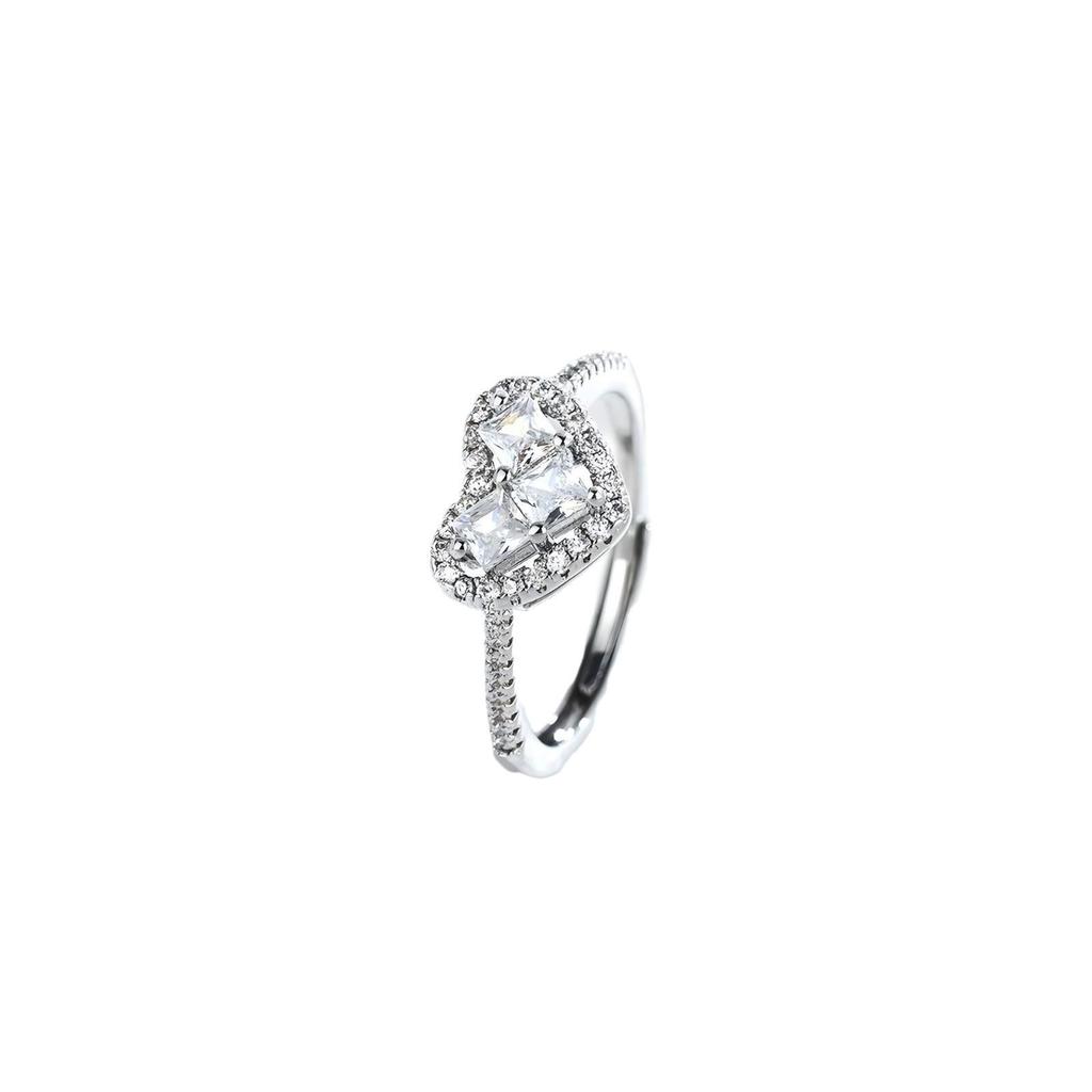 Elegant Heart-Shaped Zircon Ring | Adjustable Crystal Jewelry Gift for Women