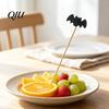 Cute Halloween Party Supplies 100PCS Bamboo Toothpicks, Tree Shaped Disposable Skewers, Natural Appetizer Picks Decorative Dessert Toppers for