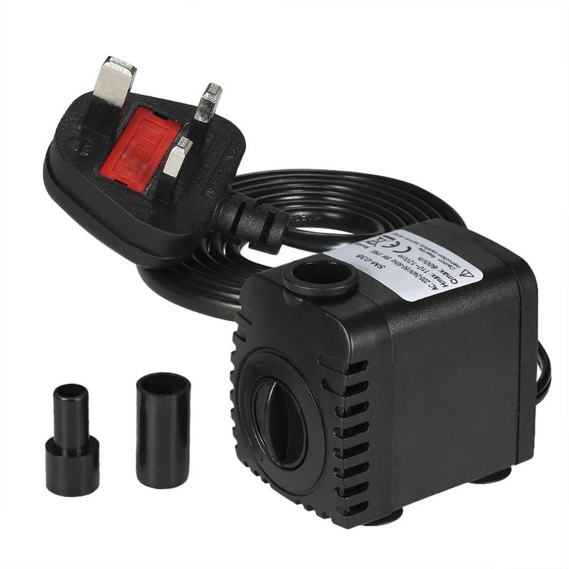 Classic 600L/H 8W Submersible Water Pump for Aquarium Tabletop Fountains Pond Water Gardens and Hydroponic Systems with 2 Nozzles AC110V