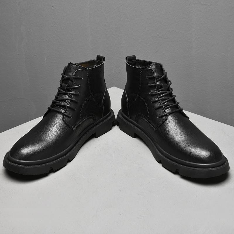 7CM Height Increasing Men Platform Boots Invisible Heel Men Boots Mens Leather Boot Male Elevator Shoes Lift Man Ankle Boots