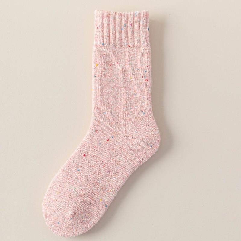 

Женские зимние утолщенные флисовые носки до середины икры, шерстяные носки из пряжи в горошек, холодостойкие и теплые петельные носки 1 pair розовый