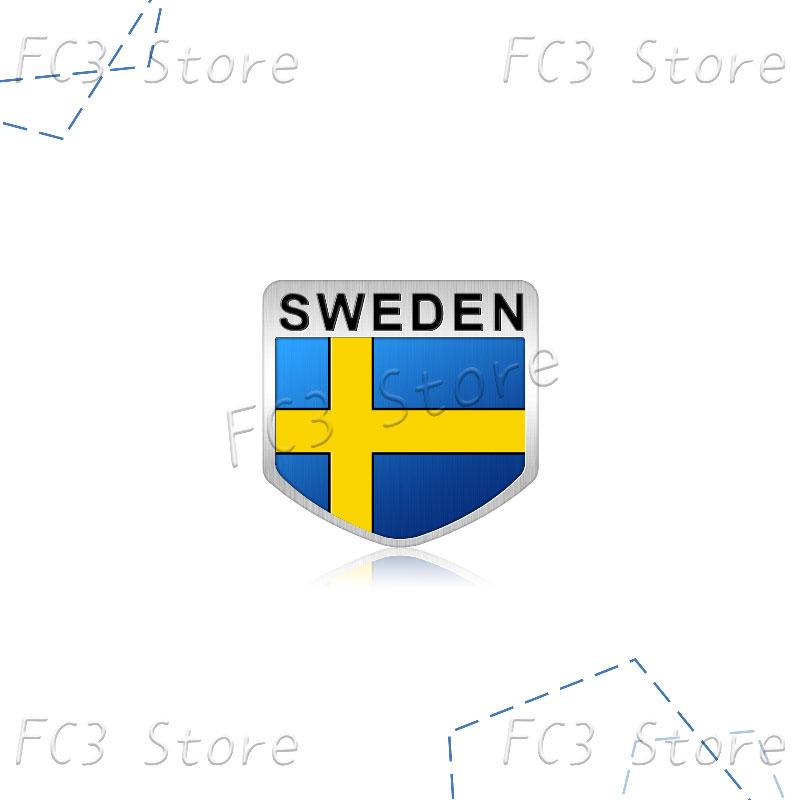 

1Pcs Aluminum Sweden Flag National Flag Emblem Sticker Car Trunk Badge Fender Body Decal For Volvo XC40 XC60 XC90 C30 V40 V60