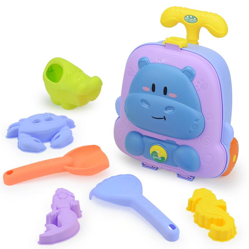 Trolley Case, Beach Sand Digging Tool, Suitcase 8-Piece Set, Bath Baby Outdoor Water Toy