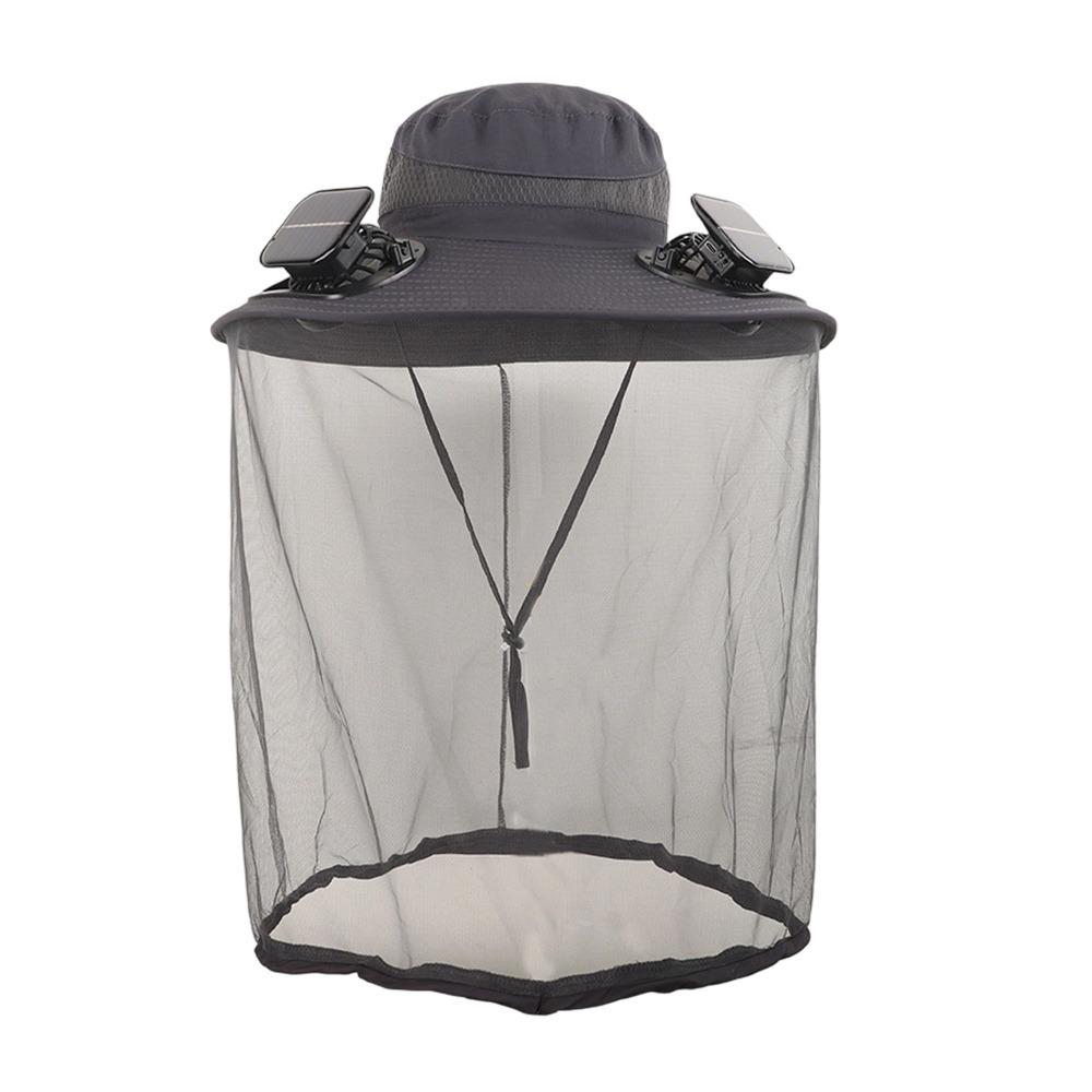New Solar Powered Solar Fan Hat Wide Brim Dual Fans Cooling Fan Hat UPF 50 Cooling Fans Dual Solar Charging Hat Travel темно серый