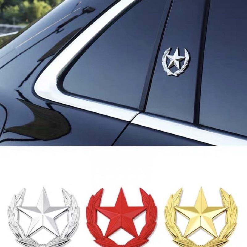 1Pc Five-pointed Star Car Sticker Logo Emblem Badge Car Sticker For Universal Motorcycle Decorative Accessories Car Styling