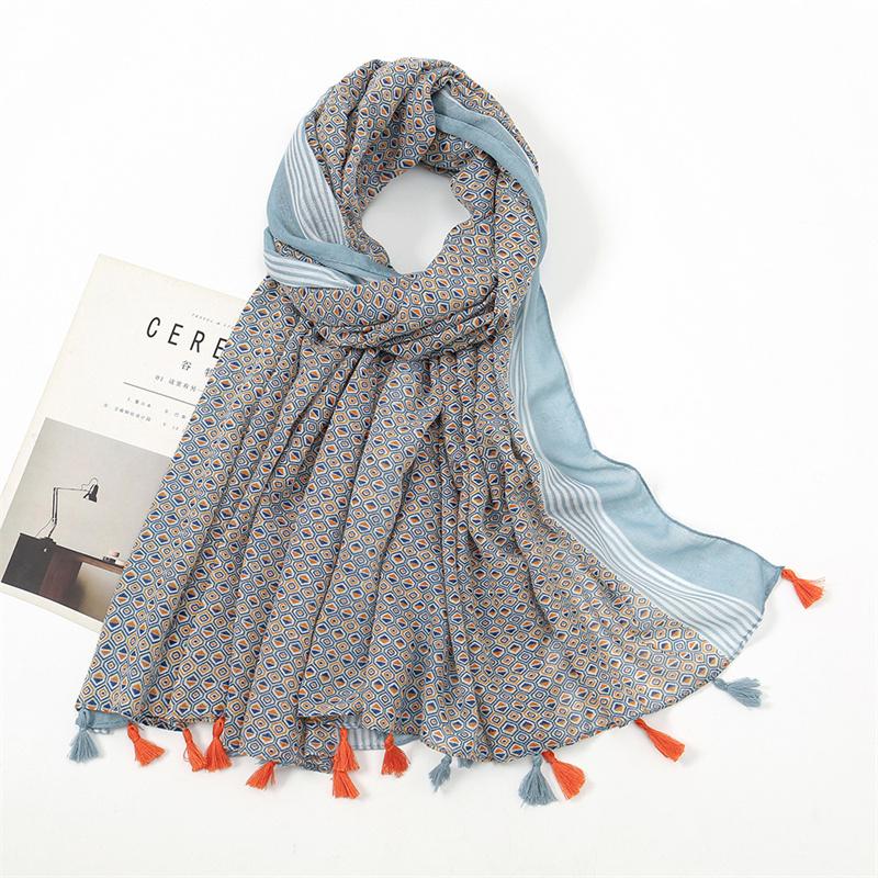Fashion Thin Tassel Viscose Shawl Scarf for Women Luxury Design Neckerchief Wrap Pashmina Muslim Hijab Echarpes 180*90Cm