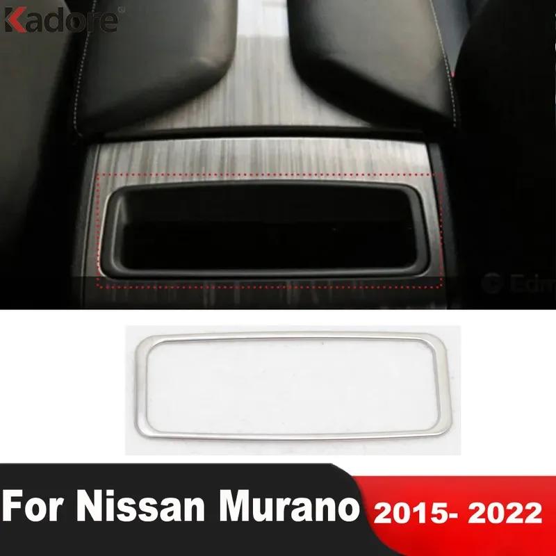Car Armrest Box Rear Water Cup Holder Frame Cover Trim For Nissan Murano 2015-  Stainless Steel Interior Accessories