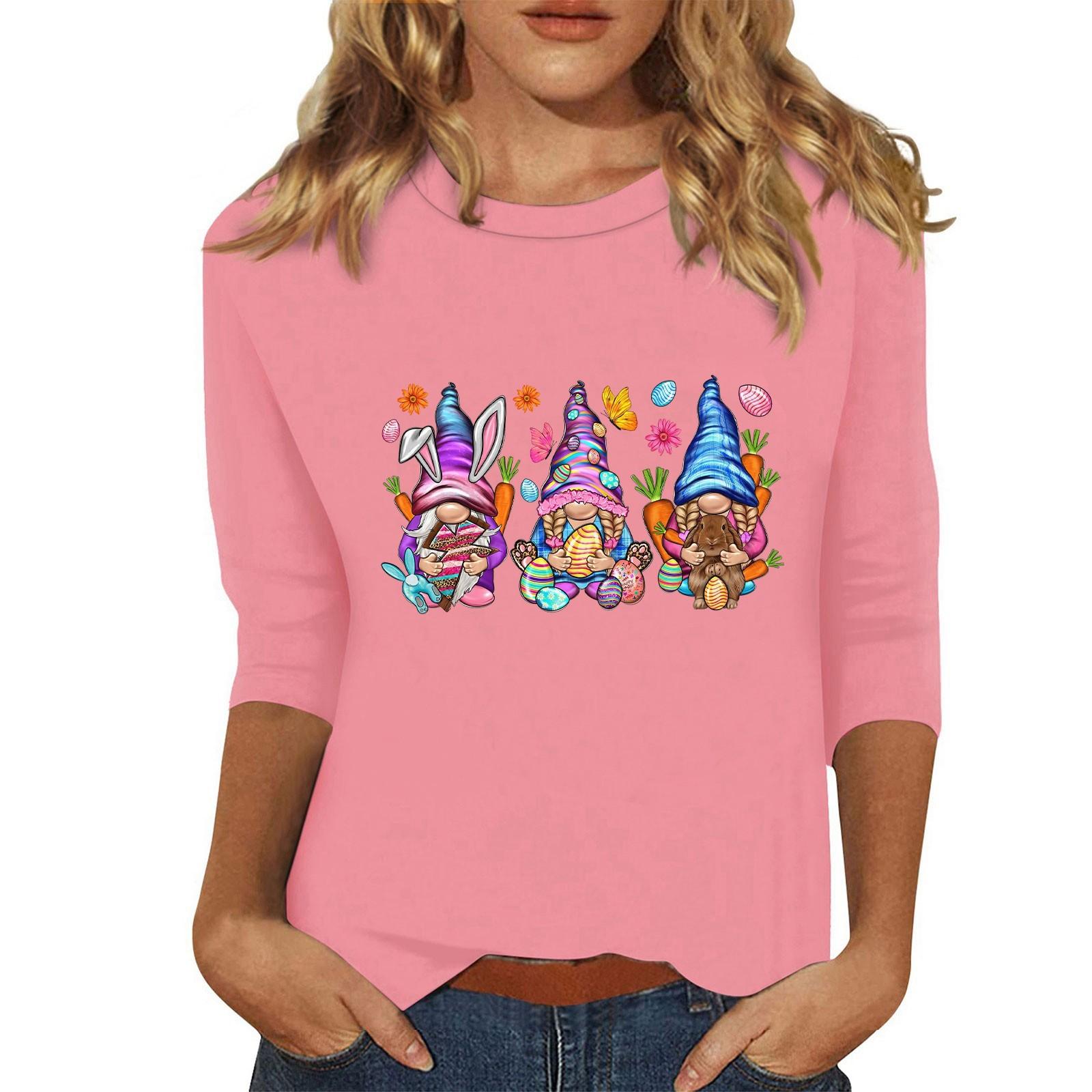 

Женская мода повседневная три четверти рукава с принтом пайеток круглый вырез топ XXL