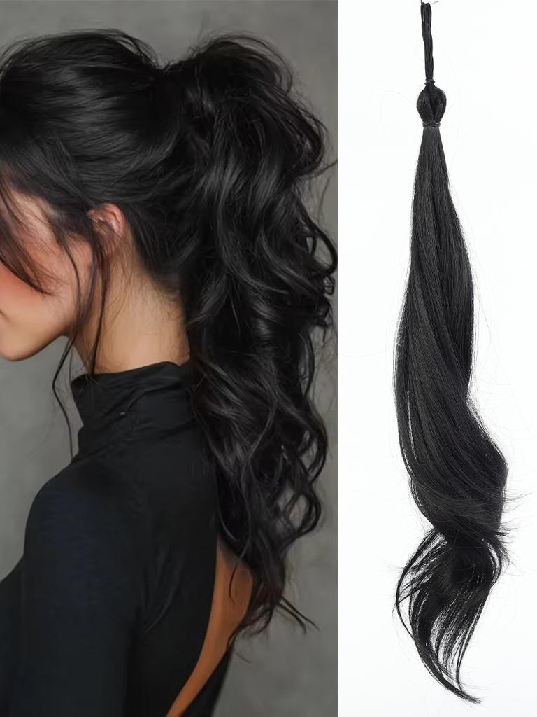 18 Inch Synthetic Curly Wavy Ponytail Extension Elastic Headband Hairpiece For Women Daily Party Styling Accessory