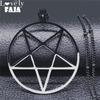 Fashion Witchcraft Satan Pentagram Stainless Steel Chain Necklace Women Black Charm Big Necklace Jewelry N3672S03