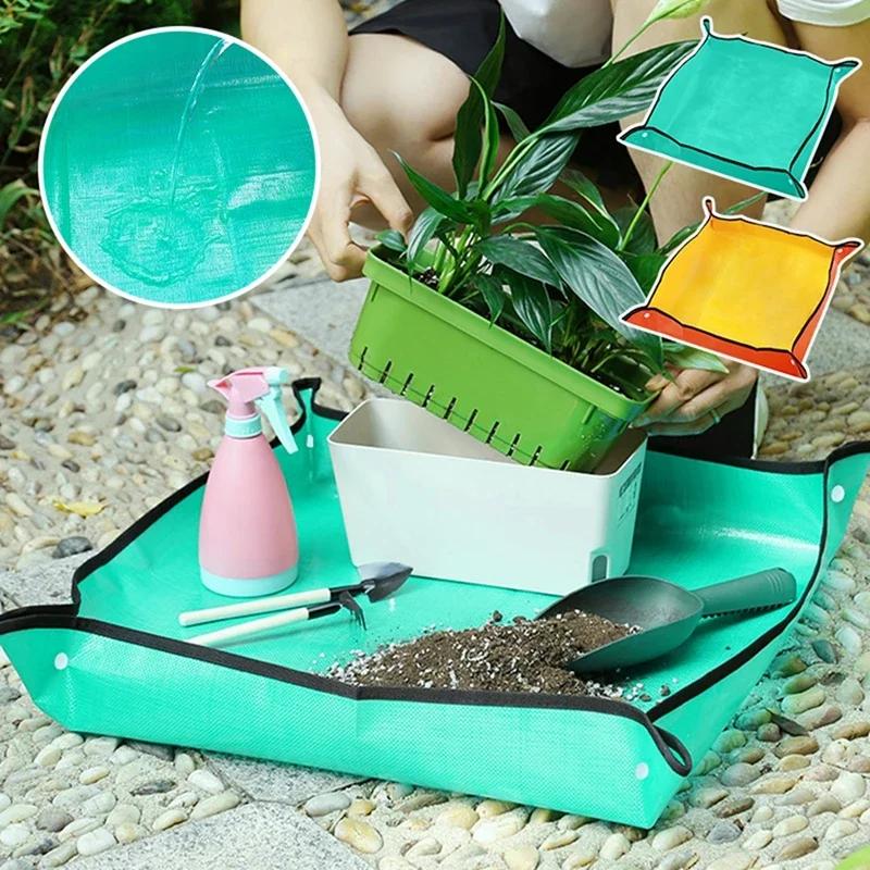 Estera de jardinería de 50/66/75/100 cm, estera de PE para trasplantar plantas, impermeable, cuadrada, para macetas, gruesa, plegable, accesorios de jardín