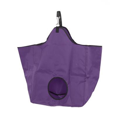 Oxford Cloth Horse Hay Bag Outdoor Portable Feeding Hay Storage Bag with Metal Rings Purple