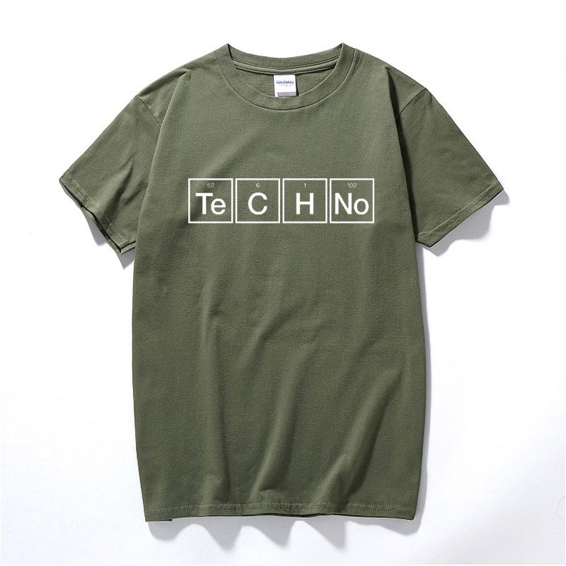 Techno Slogan Print Tshirt Periodic Table Graphic Design Music Tee House Top Summer Fashion Streetwear Camiseta Masculina
