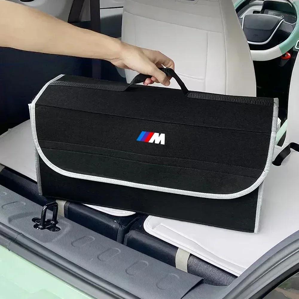 Geantă de depozitare pentru portbagajul mașinii Cutie de camping din piele Pliabilă Organizator cu embleme auto Accesorii pentru BMW M Performance E36 E60 E90 E46 M5