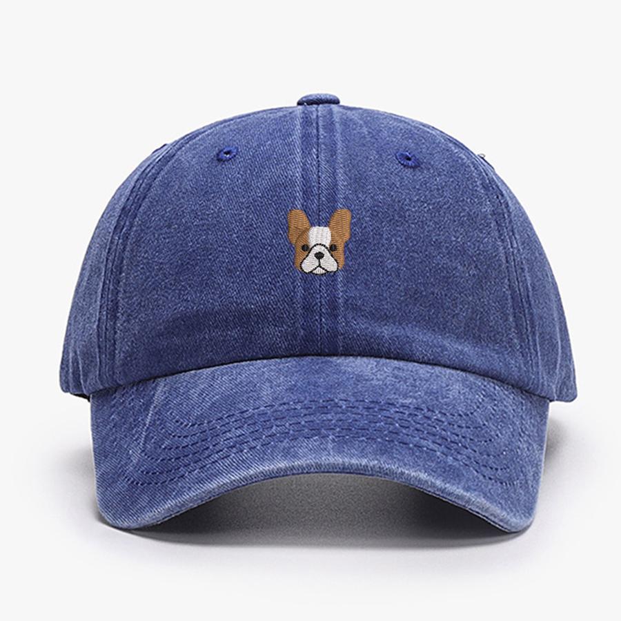 Embroidered Mini French BullDog Vintage Cotton Baseball Caps Unisex Women Washed Hat Sports Fishing Dad Summer Peaked Cap