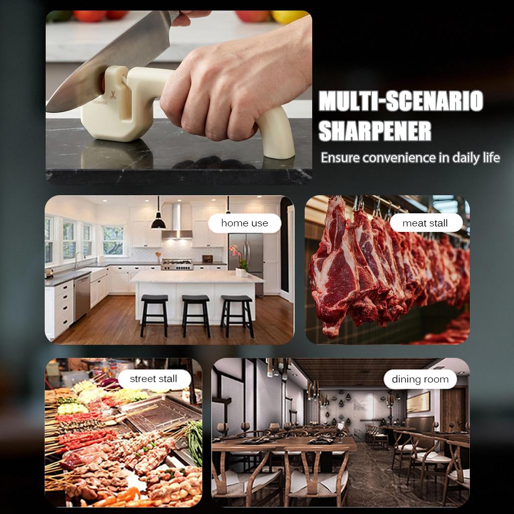 Household Handheld Sharpening Tool Suitable for Kitchen Knives and Scissors Care Double Slot Kitchen Knife Care Device with Anti Slip Base