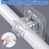 2-12PCS Adjustable Curtain Rod Clip Self Adhesive Clamp Hook Curtain Rod Holder Wall Bracket Holder Nail-Free Wall Hanging Clip
