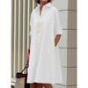 Women's Minimalist Loose 100% Cotton Long Sleeve Shirt Dress, Casual Loose Dress For Women Crossbody