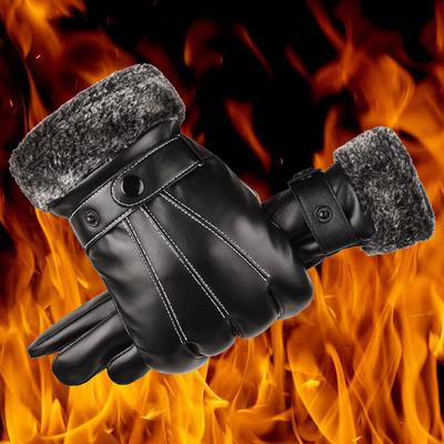 Herren Winter warme Leder Motorrad Ski Schnee Snowboard Handschuhe