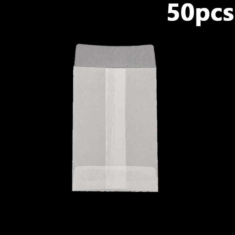 50pcs Mini Translucent Flat Paper Bags Translucent Envelopes Bags for Storing Photos Stamps Ring Earring Jewellery Coin Storage