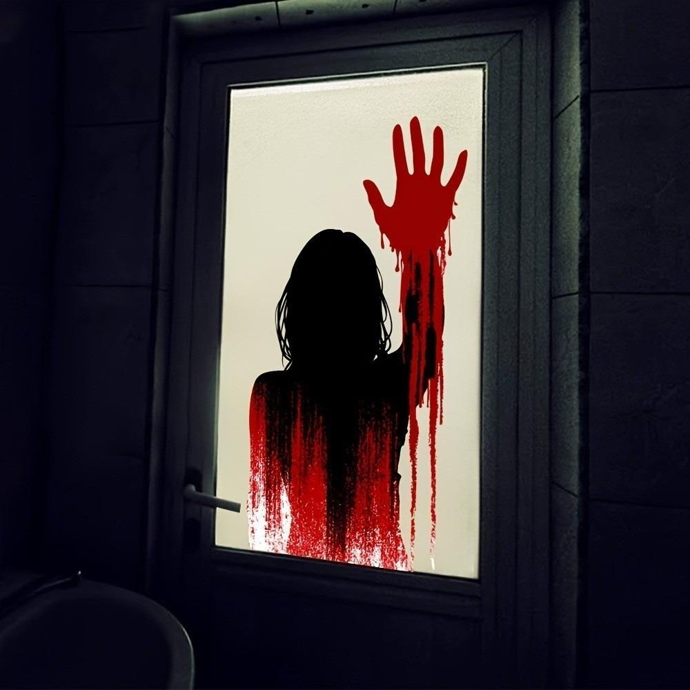 Self-Adhesive Halloween Wall Decals Scary Silhouette Cling Stickers Indoor Use