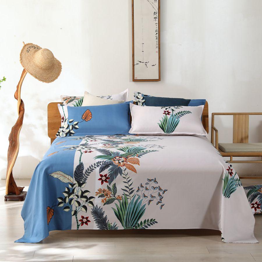 Simple Printed Simple Bed Sheet Single Piece Dormitory Pure Polyester Washed Cotton Single Double Bed Sheet