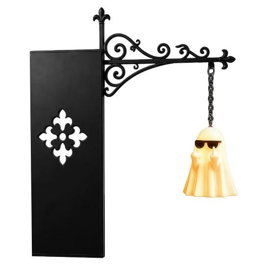 Retro Reading Corner Lamp Library Lantern Bookshelf Lamp, Vintage Metal LED Nightlight for Book Nook Decor, Gothic Home Decor Ghost Book/Wearing
